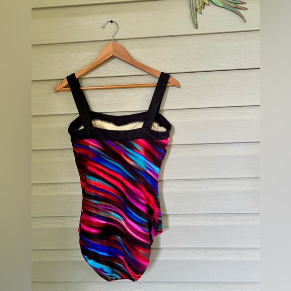 MIRACLESUIT rainbow striped one piece swimsuit slimming bathing suit sz 12 EUC - Picture 13 of 13